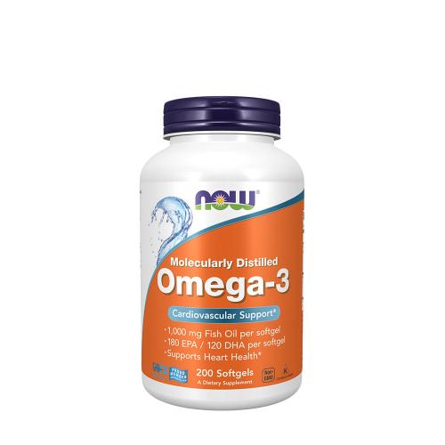 Now Foods Káros Anyag Mentes Omega-3 Halolaj lágykapszula (Molecularly Distilled) (200 Lágykapszula)