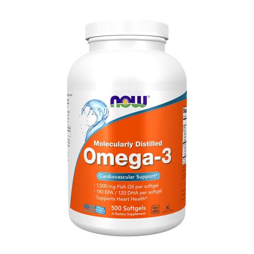 Now Foods Káros Anyag Mentes Omega-3 Halolaj lágykapszula (Molecularly Distilled) (500 Lágykapszula)