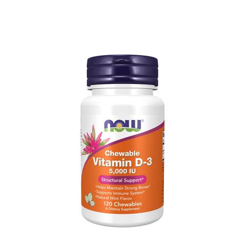 Now Foods D-vitamin 5000 NE rágótabletta (120 Rágótabletta, Természetes Menta Aroma )