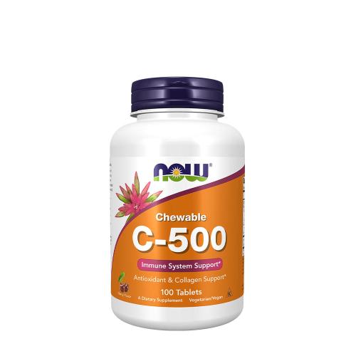 Now Foods C-vitamin 500 mg rágótabletta - Vitamin C-500 Chewable (100 Szopogató Tabletta, Cseresznye és Bogyós Gyümölcs)