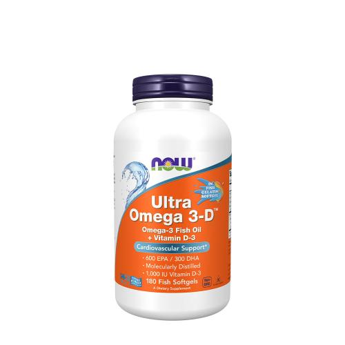 Now Foods Omega 3 Halolaj kapszula D-vitaminnal - Ultra Omega 3-D (180 Lágykapszula)