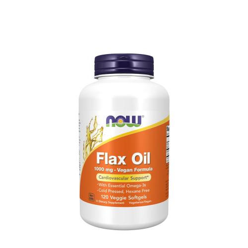 Now Foods Flax Oil 1000 mg Vegan Formula (120 Veggie Lágykapszula, Fehér-Pink)