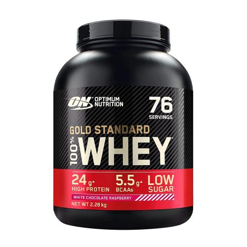 Optimum Nutrition Gold Standard 100% Whey™ Tejsavó Fehérje (2.27 kg, Fehér Csokoládé & Málna)