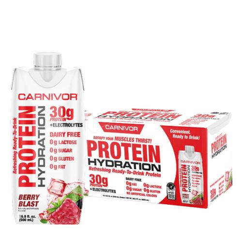 MuscleMeds Carnivor RTD - Marhafehérje Shake  (12 Csomag, Robbanó Erdei Gyümölcs)