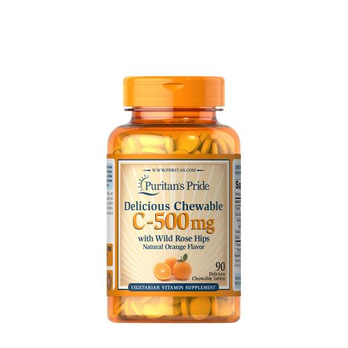 Puritan's Pride C-vitamin 500 mg rágótabletta Csipkebogyóval (90 Rágótabletta)