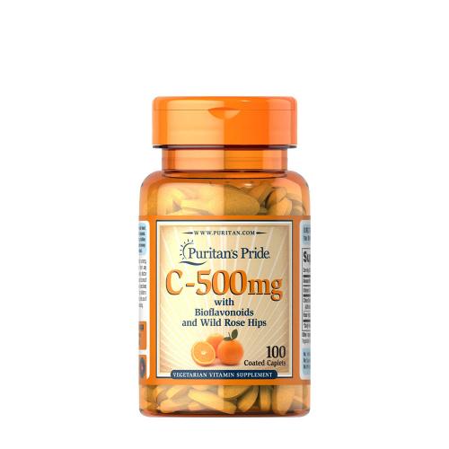 Puritan's Pride C-vitamin 500 mg kapszula Bioflavonoidokkal és Csipkebogyóval (100 Kapszula)