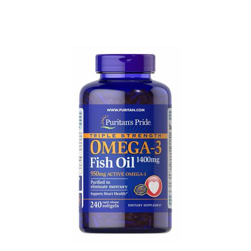 Puritan's Pride Halolaj lágykapszula - Triple Strength Omega-3 Fish Oil 1400 mg (950 mg Active Omega-3) (120 Lágykapszula)