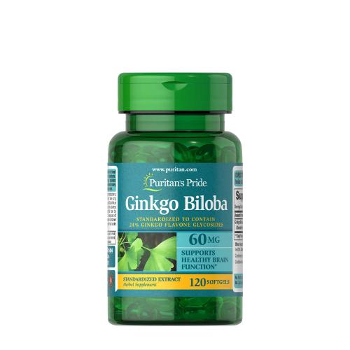 Puritan's Pride Ginkgo Biloba - Páfrányfenyő Kivonat 60 mg (120 Lágykapszula)