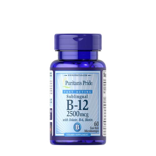 Puritan's Pride B12-vitamin 2500 mcg szopogató tabletta Folsavval (60 Mini Szopogató Tabletta)