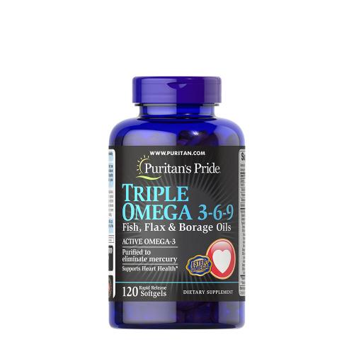 Puritan's Pride Omega 3-6-9 Hal-, Len- és Borágóolaj - Triple Omega 3-6-9 Fish, Flax & Borage Oils (120 Lágykapszula)