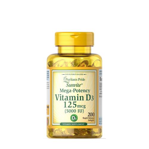 Puritan's Pride D3-vitamin 5000 NE (200 Lágykapszula)