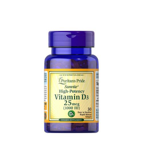 Puritan's Pride D3-vitamin 1000 NE (25 mcg) (30 Lágykapszula)