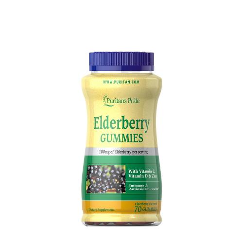 Puritan's Pride Elderberry Gummies with Vitamin C, D & Zinc (70 Gumicukor, Bodza)