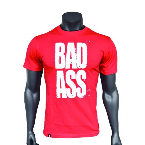Edzős Póló - T-Shirt Double Neck Bad Ass  (M, Fehér & Piros)