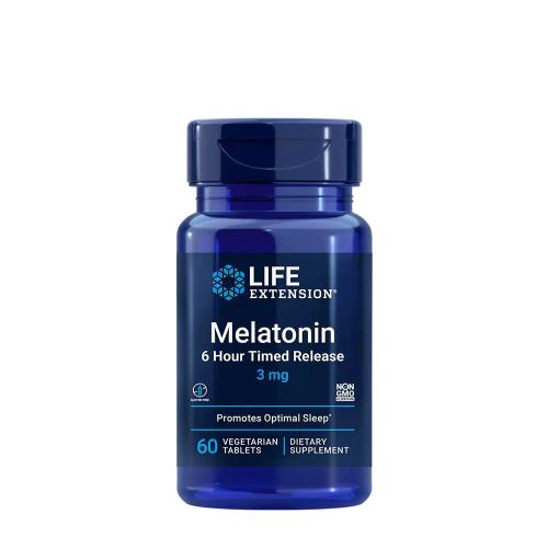 Life Extension 6 Óra Alatt Felszabaduló Melatonin tabletta (3 mg) - Melatonin 6 Hour Timed Release (60 Veg Tabletta)