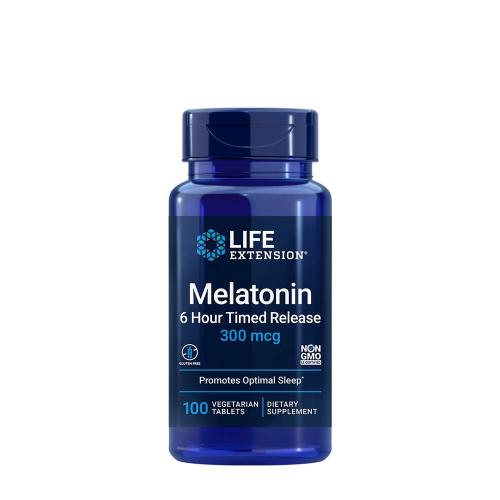 Life Extension 6 Óra Alatt Felszabaduló Melatonin tabletta (300 mcg) - Melatonin 6 Hour Timed Release (100 Veg Tabletta)