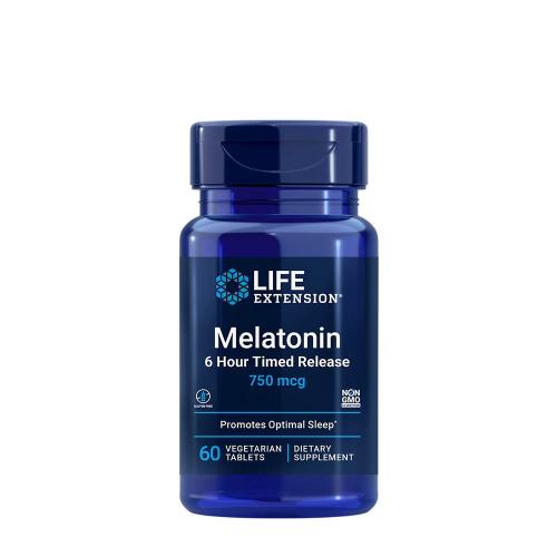 Life Extension 6 Óra Alatt Felszabaduló Melatonin tabletta (750 mcg) - Melatonin 6 Hour Timed Release (60 Veg Tabletta)
