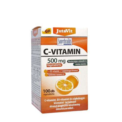 JutaVit C-vitamin 500 mg + D3 + Csipkebogyó rágótabletta (100 Rágótabletta)