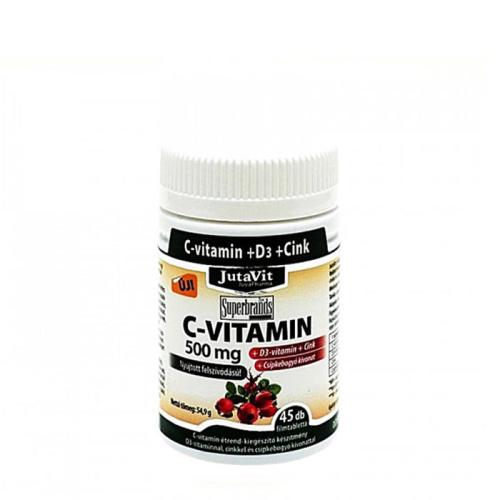 JutaVit C-vitamin 500 mg + D3 + Cink (45 Tabletta)