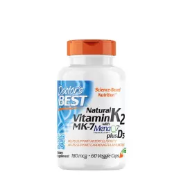   Doctor's Best Természetes K2-vitamin (MK7) 180 mcg + D3 1000 NE - Natural Vitamin K2 (MK7) 180 mcg + D3 1000 IU (60 Veggie Kapszula)