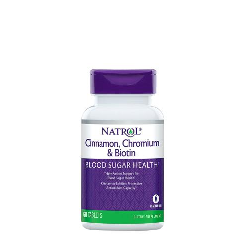 Natrol Fahéj, Króm és Biotin tabletta - Cinnamon, Chromium & Biotin (60 Tabletta)