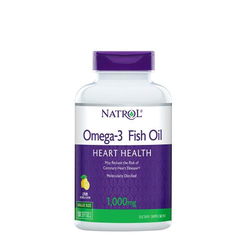 Natrol Omega 3 1000 mg Halolaj kapszula - Omega-3 Fish Oil (150 Lágykapszula, Természetes Citrom)
