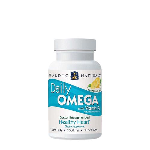 Nordic Naturals Omega Zsírsavak D3-vitaminnal - Daily Omega With Vitamin D3 (30 Lágykapszula, Természetes gyümölcsíz)