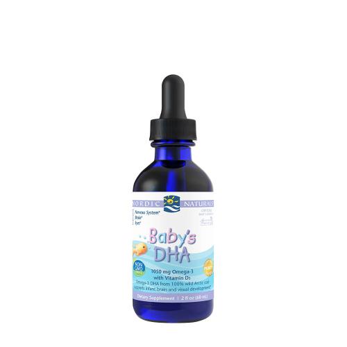 Nordic Naturals Omega-3 D-vitaminnal Csecsemőknek - Baby's Dha With Vitamin D3 1050 mg  (60 ml, Ízesítetlen)