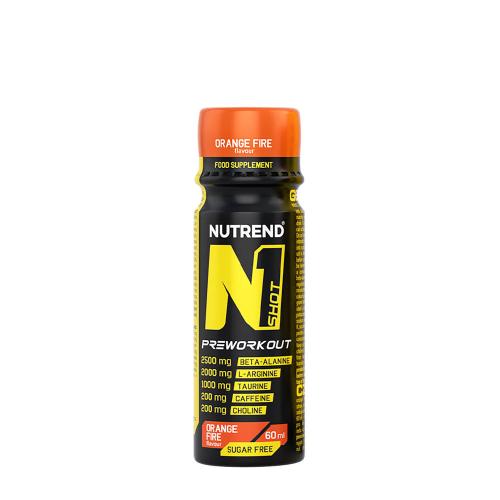 Nutrend N1 Shot Preworkout - Edzés előtti energizáló (60 ml, Orange Fire)