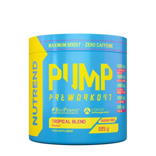 Nutrend Pump Preworkout - Stimulánsmentes edzés előtti (225 g, Tropical Blend)