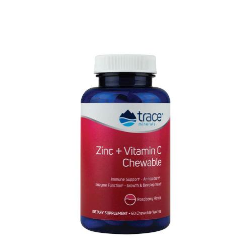 Trace Minerals Cink + C-vitamin rágótabletta - Zinc + Vitamin C Chewable  (60 Rágótabletta, Málna)