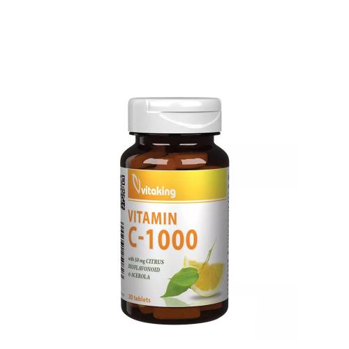 Vitaking C-vitamin 1000 mg tabletta Csipkebogyóval, Acerolával és Bioflavonoidokkal (30 Tabletta)