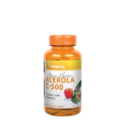 Vitaking C-vitamin 500 mg Acerola Epres rágótabletta (40 Rágótabletta, Eper)