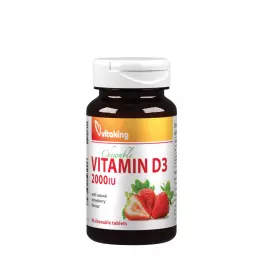   Vitaking Epres D3-vitamin 2000 NE  (90 szopogatótabletta, Eper)