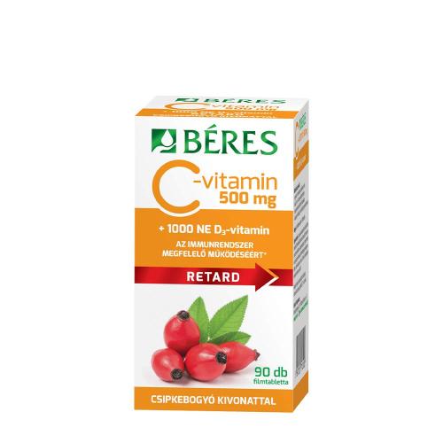 Béres C-vitamin 500 mg Retard filmtabletta Csipkebogyó Kivonattal + 1000 NE D3-vitamin (90 Tabletta)