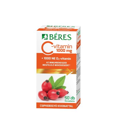 Béres C-vitamin 1000 mg filmtabletta Csipkebogyó Kivonattal + 1000 NE D3-vitamin (50 Tabletta)