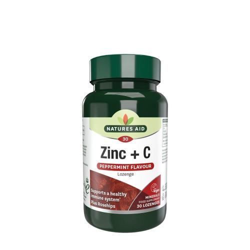 Natures Aid Cink+C-vitamin szopogató tabletta borsmenta ízzel (30 Szopogató Tabletta)