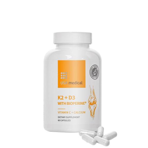 USA medical K2+D3 Kapszula C-vitaminnal És Bioperine® Feketebors Kivonattal (60 Kapszula)