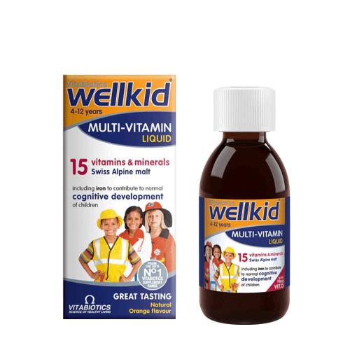 Vitabiotics Wellkid Multi-vitamin Liquid - Multivitamin Szirup Gyerekeknek (150 ml, Narancs)