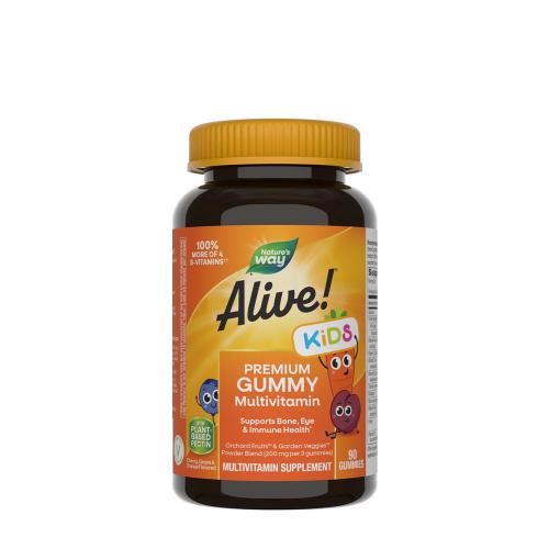 Natures Way Alive!® Premium Kids Multivitamin Gummy (90 Gumicukor, Cseresznye, Narancs & Szőlő)