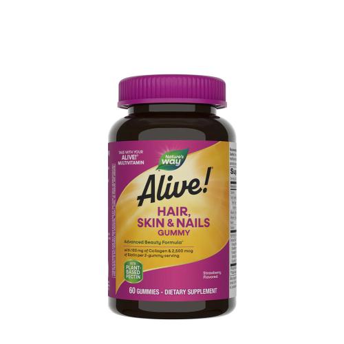 Natures Way Alive!® Hair, Skin & Nails Gummies (60 Gumicukor, Eper)