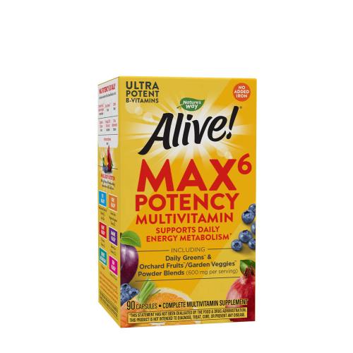 Natures Way Alive!® Max6 Max Potency Daily Multivitamin Without Iron (90 Kapszula)