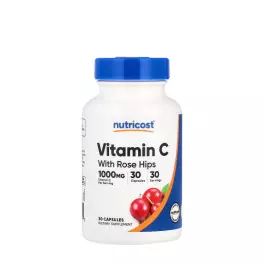   Nutricost Vitamin C with Rose Hips - C-Vitamin Csipkebogyóval (30 Kapszula)