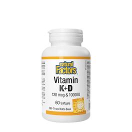   Natural Factors Vitamin K+D 120 mcg & 1000 IU (60 Lágykapszula)