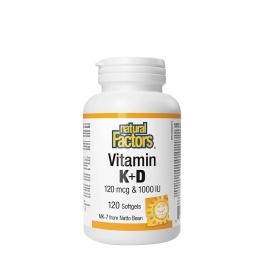   Natural Factors Vitamin K+D 120 mcg & 1000 IU (120 Lágykapszula)
