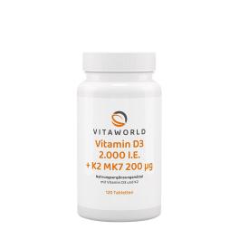 Vitaworld Vitamin D3 2000 NE + K2 MK7 200 mcg (120 Tabletta)
