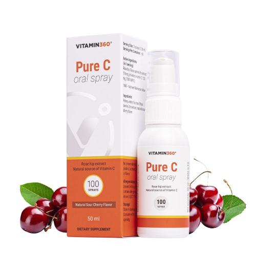 Vitamin360 Pure C (Csipkebogyó kivonat) C-Vitamin Szájspray (50 ml, Meggy)